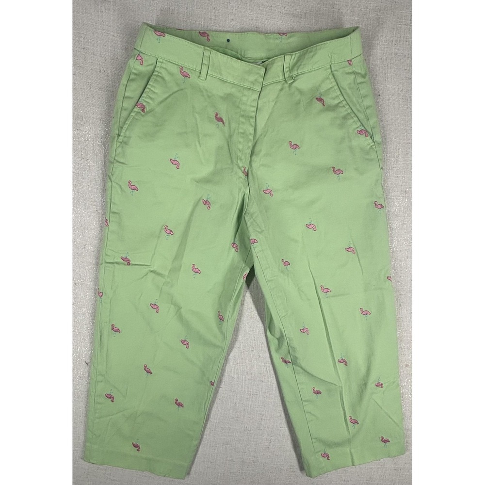Kim Rogers Light Green Embroidered Flamingo Capris - Picture 4 of 8